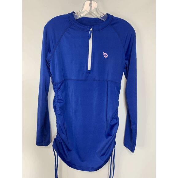 Baleaf Women's Rash Giard Zip Ruched Side Drawstring Blue Size M - Picture 1 of 8